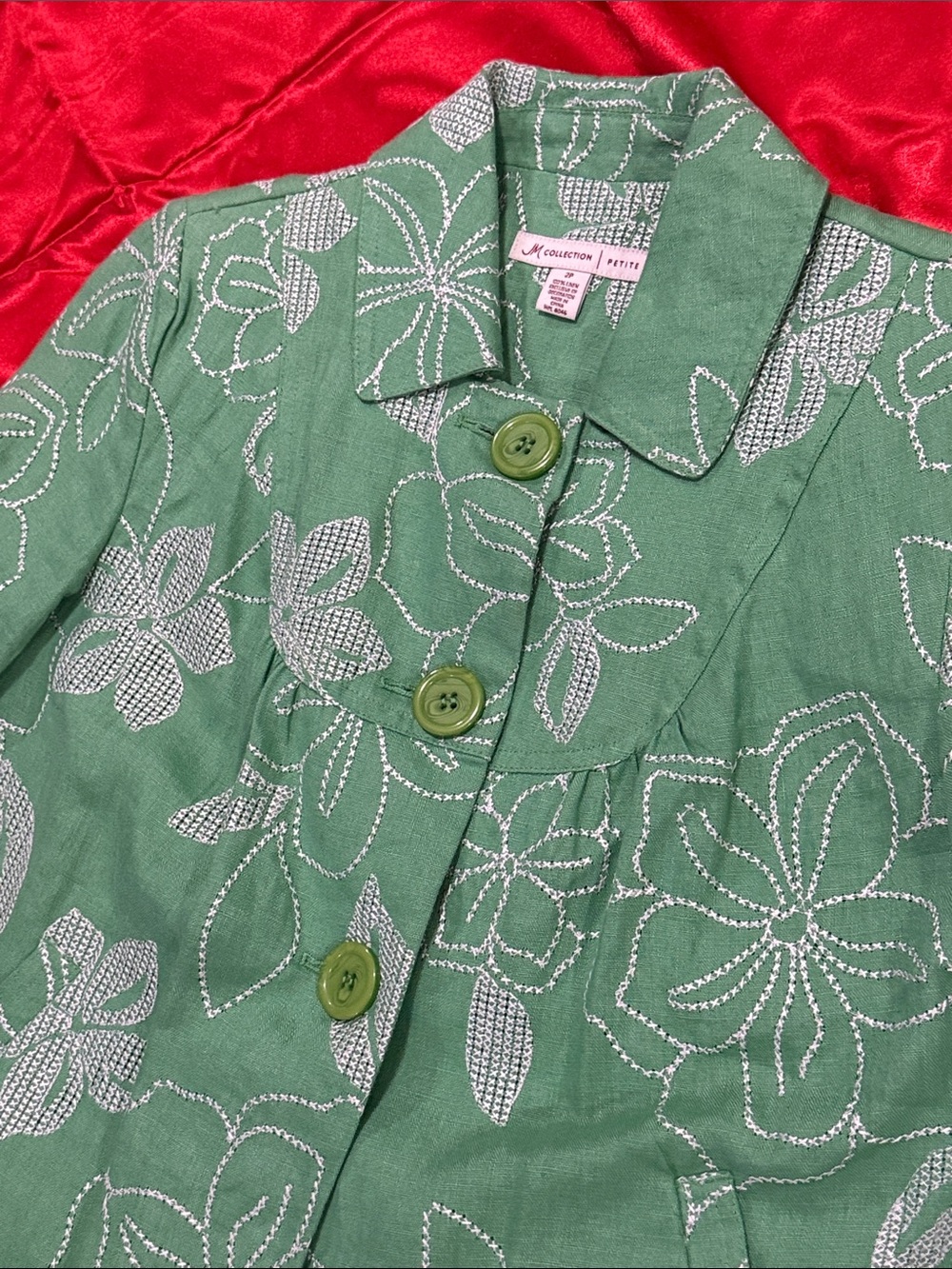 WOW POSHMARK - Authentic JM Collection Embroidered Green Blazer
